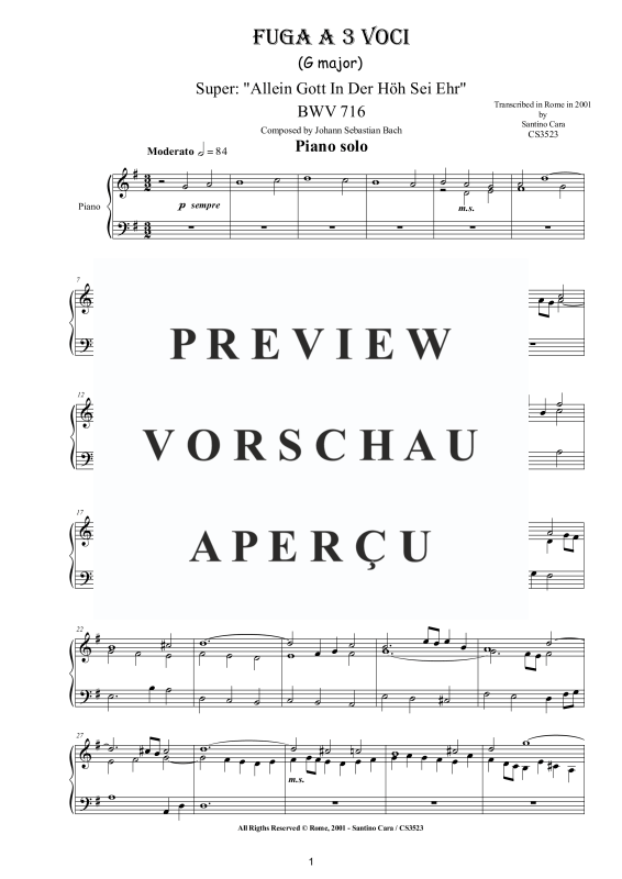 Produktgalerie: Seite 2 von 5 Fuga on (Allein Gott In Der Höh Sei Ehr) BWV 716, , Klavier Solo