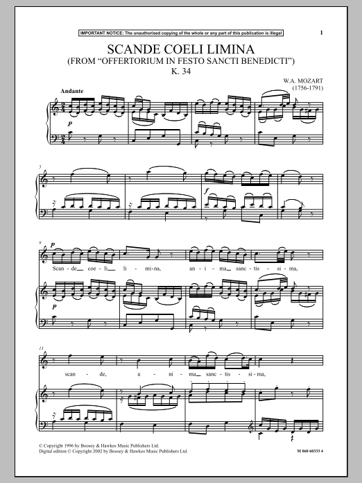 Produktbild zu: Scande Coeli Limina (from Offertorium In Fest K. 34)