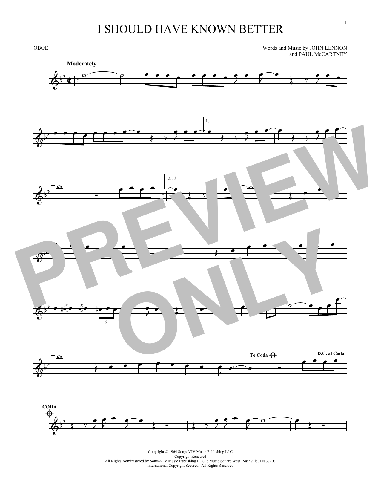 Produktgalerie: Seite 1 von 1 I Should Have Known Better, The Beatles, Oboe