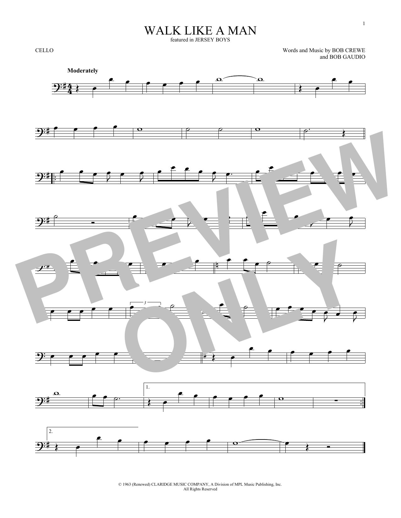 Produktgalerie: Seite 1 von 1 Walk Like A Man, The Four Seasons, Violoncello