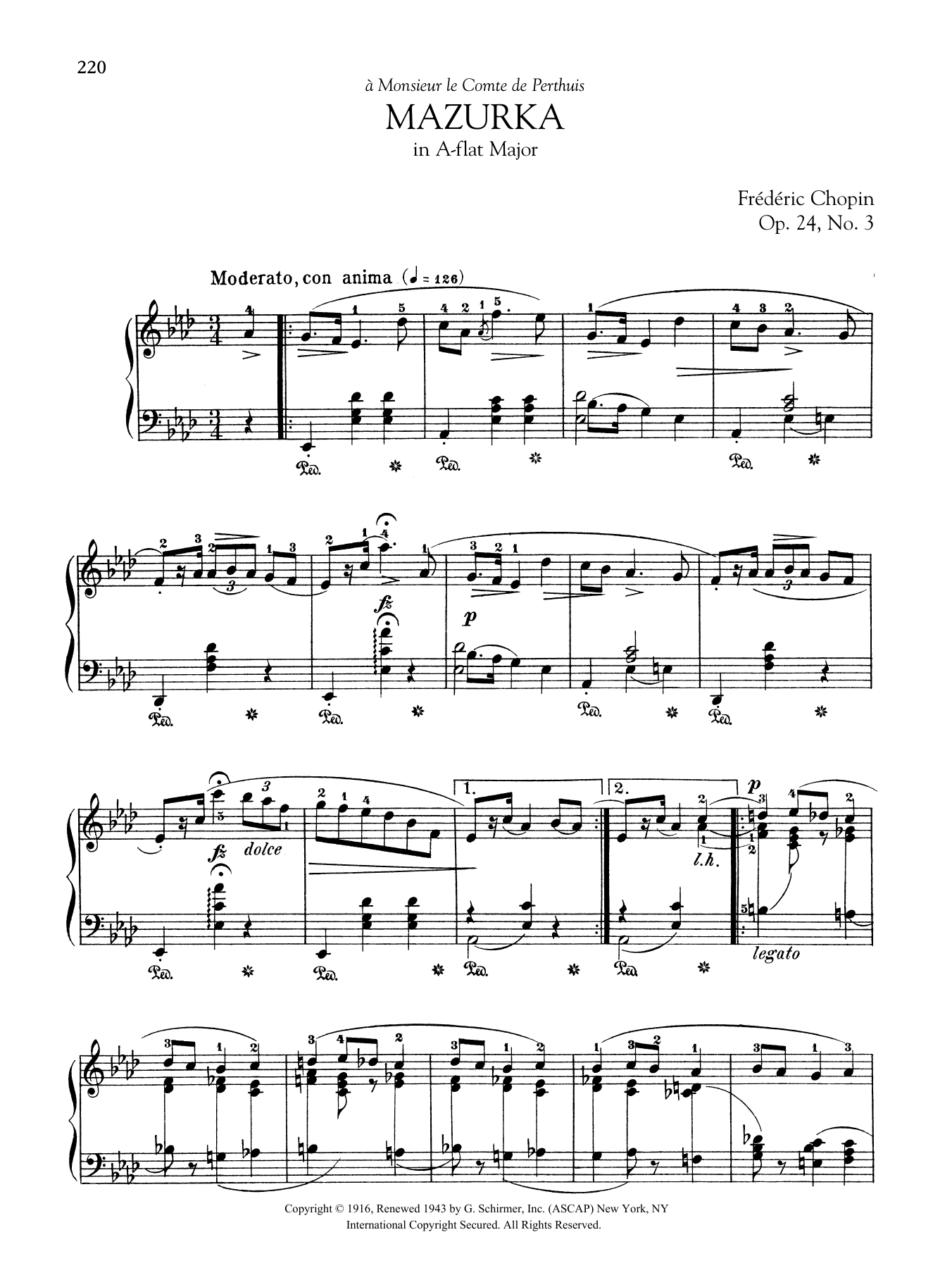 Product gallery: Page 1 of 1 Mazurka in A-flat Major, Op. 24, No. 3, Frédéric Chopin