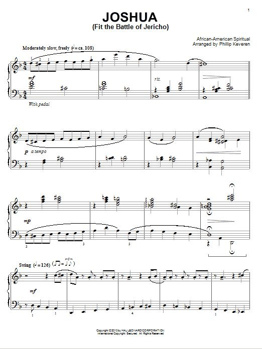 Product gallery: Page 1 of 1 Joshua (Fit The Battle Of Jericho) (arr. Phillip Keveren), African-American Spiritual