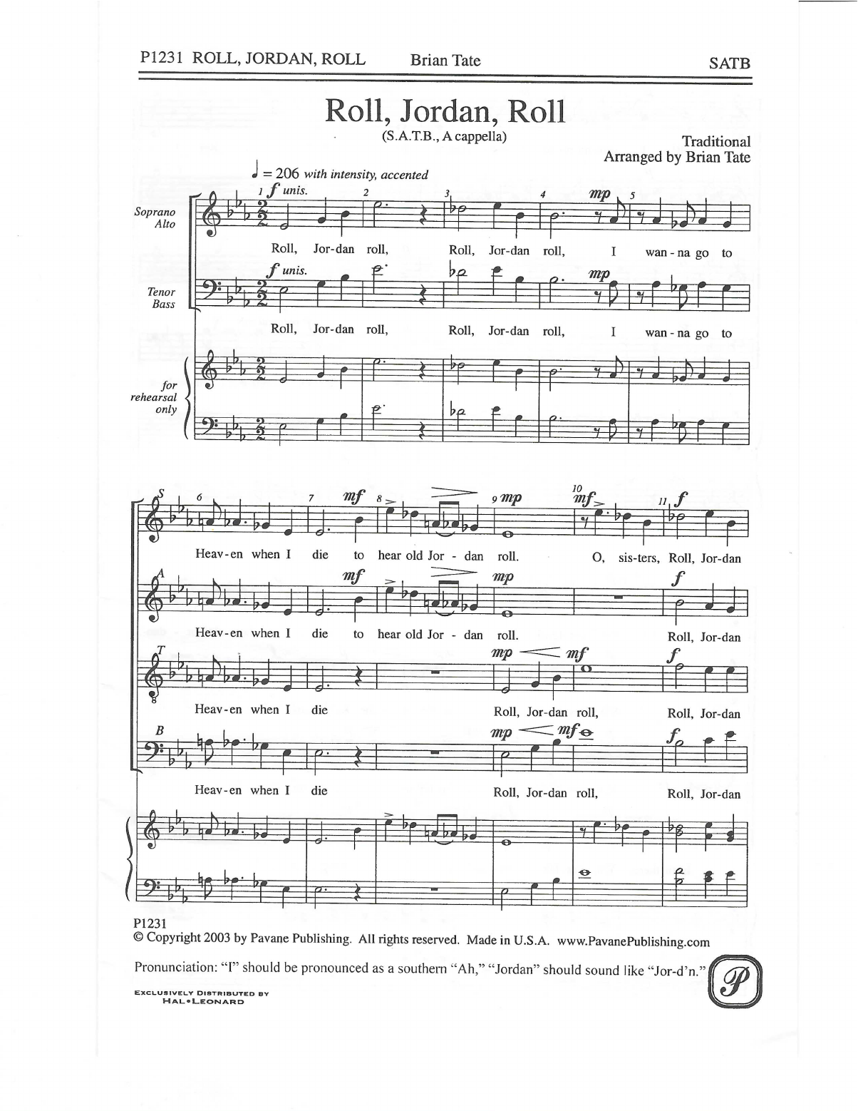 Produktbild zu: Roll, Jordan, Roll (arr. Brian Tate)