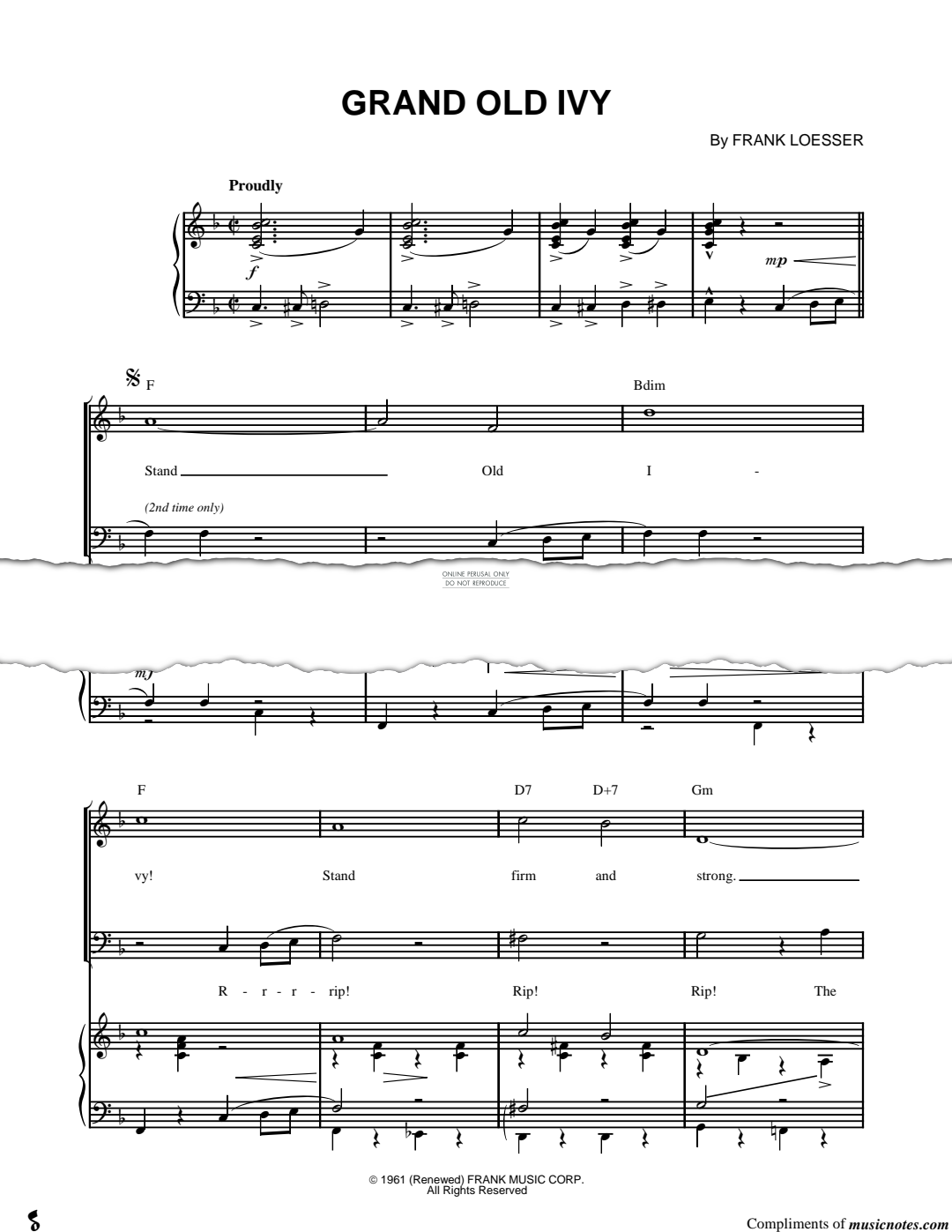 Produktgalerie: Seite 1 von 1 Grand Old Ivy (from 'How To Succeed In Business Without Really Trying'), Frank Loesser, Gesang, Gitarre, Klavier