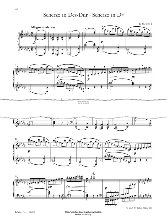 Produktgalerie: Seite 1 von 1 Scherzo in D-flat, D 593, Franz Schubert, Klavier