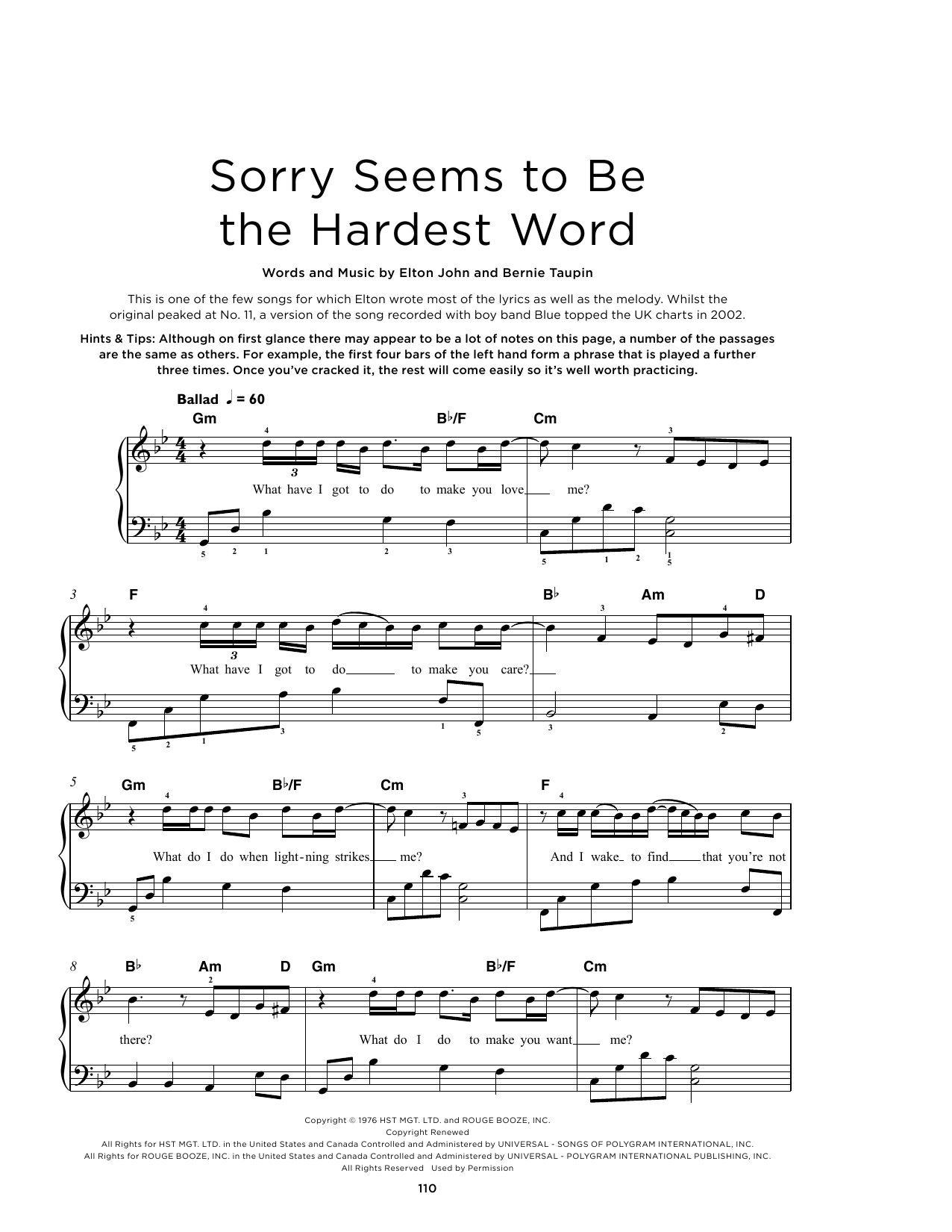 Produktbild zu: Sorry Seems To Be The Hardest Word