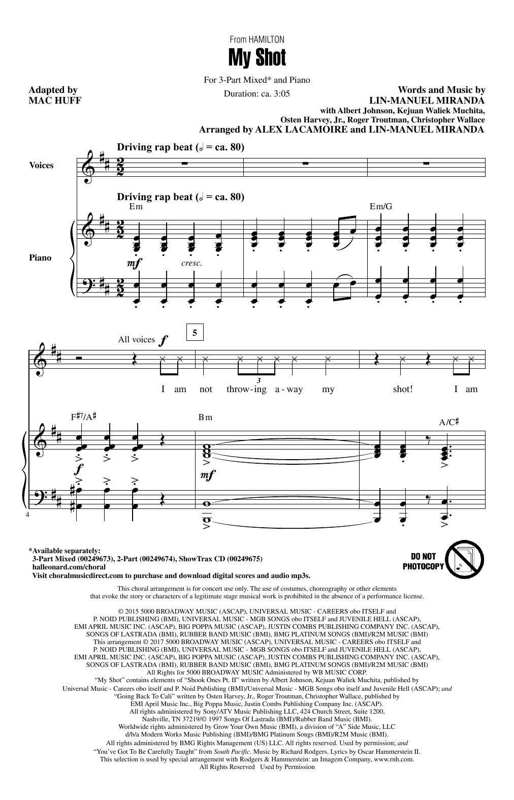 Produktbild zu: My Shot (from Hamilton) (arr. Mac Huff)
