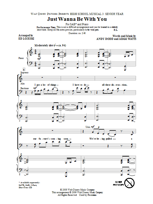 Produktbild zu: Just Wanna Be With You (from High School Musical 3)