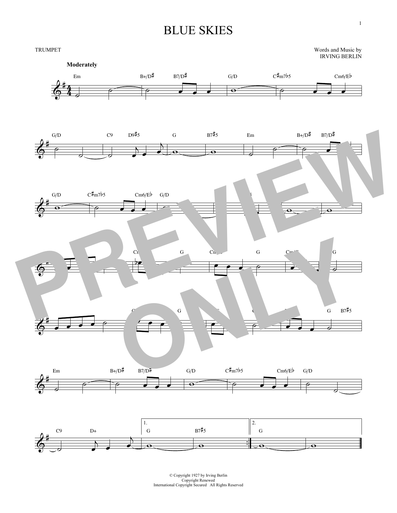 Produktgalerie: Seite 1 von 1 Blue Skies, Irving Berlin, Trompete