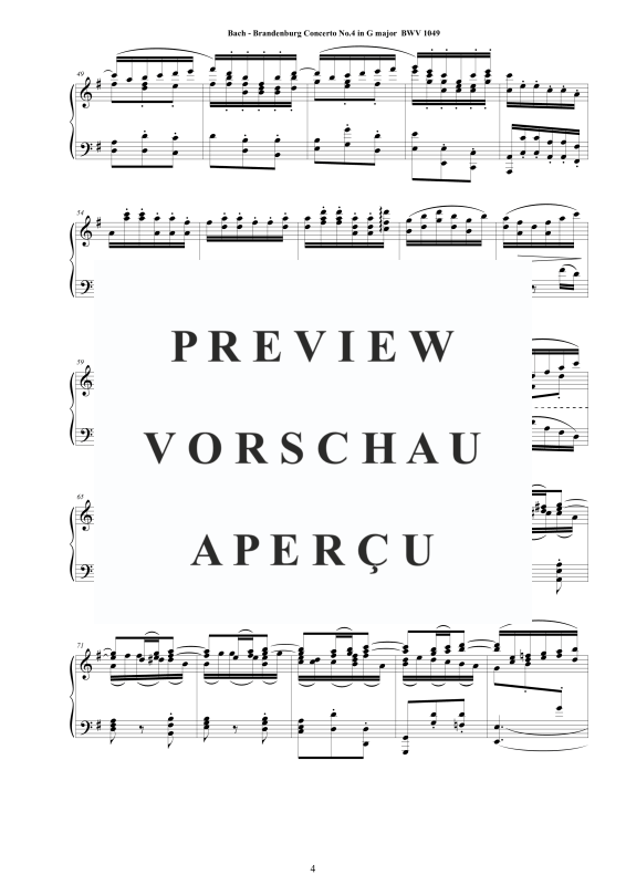 Product gallery: Page 5 of 11 Brandenburg Concerto No. 4 in G major BWV 1049, , Solo Piano
