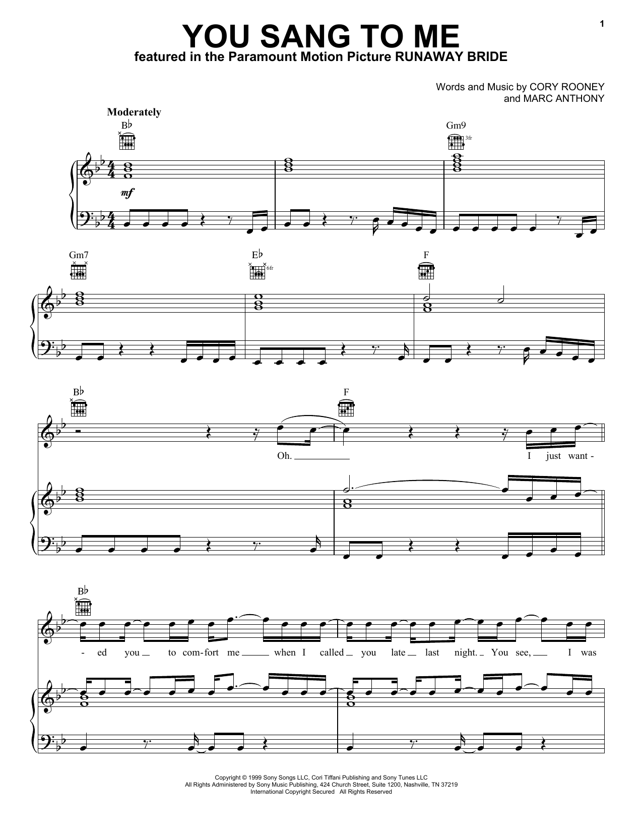 Produktgalerie: Seite 1 von 1 You Sang To Me, Marc Anthony, Gesang, Gitarre, Klavier