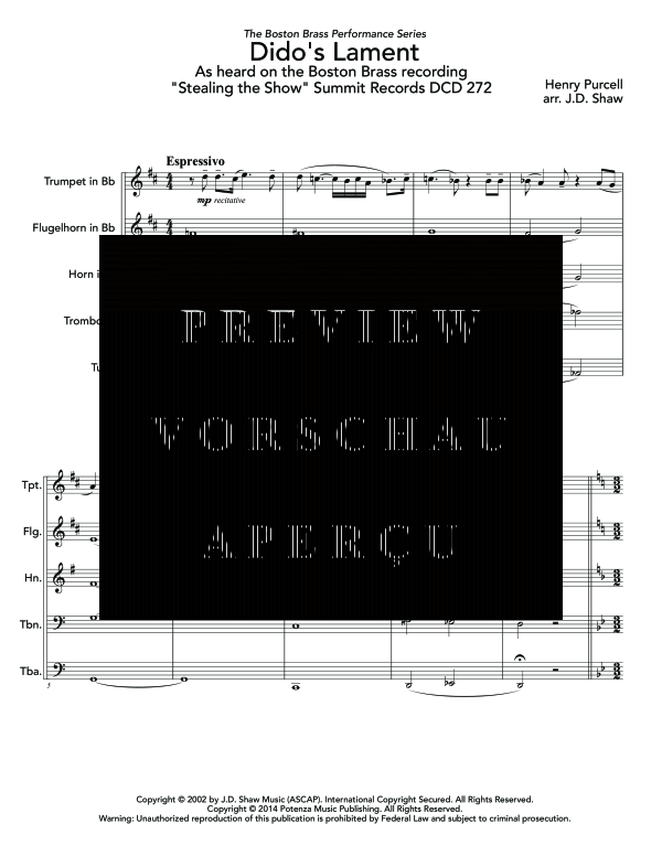 Produktgalerie: Seite 5 von 11 Dido´s Lament, , (Blechbläser Quintett)