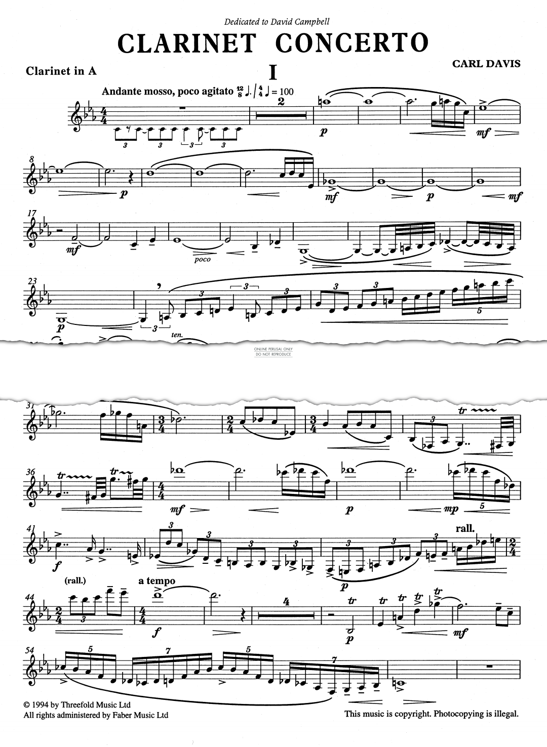 Product gallery: Page 1 of 1 Clarinet Concerto, Carl Davis