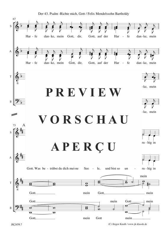 Produktgalerie: Seite 18 von 21 Richte mich , Gott op. 78, Nr. 2, , Gemischter Chor 8-stimmig SSAATTBB