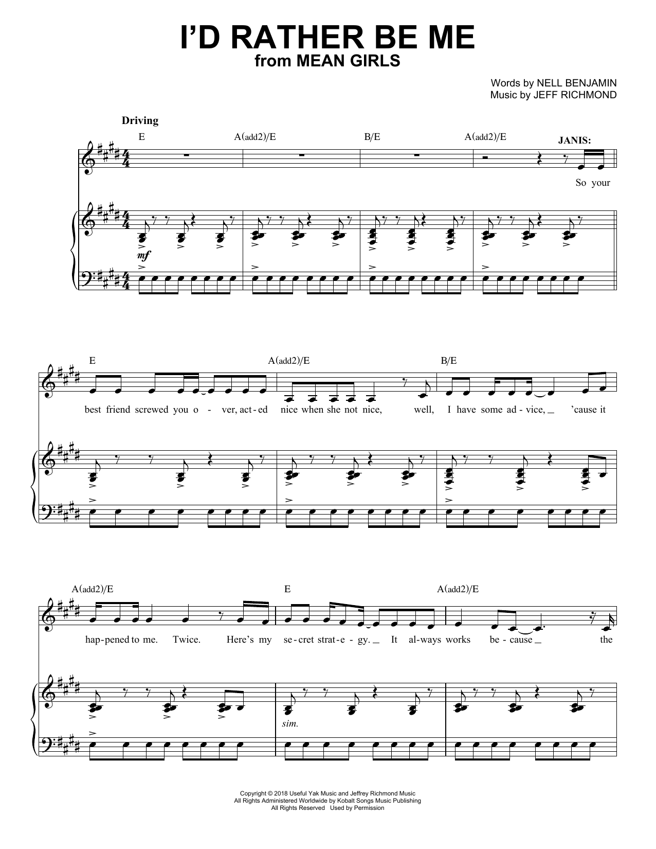Produktbild zu: I'd Rather Be Me (from Mean Girls: The Broadway Musical)