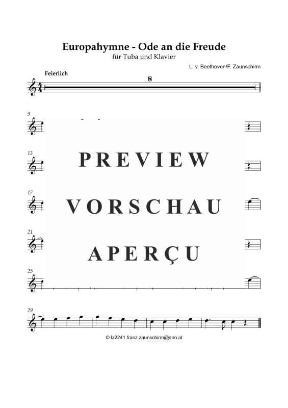 Product gallery: Page 9 of 10 Europahymne - Ode an die Freude, , Tuba and Piano