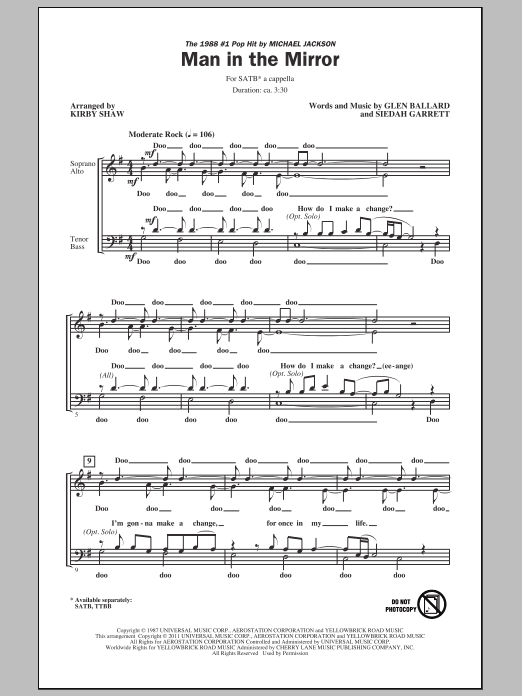 Produktgalerie: Seite 1 von 1 Man In The Mirror (arr. Kirby Shaw), Michael Jackson, Chor