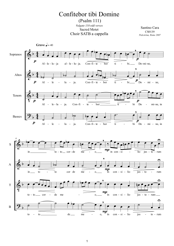 Produktbild zu: Confitebor tibi Domine - Sacred MotetSantino Cara