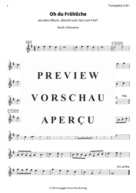 Produktgalerie: Seite 7 von 8 Oh du Fröhliche - aus dem Album Barock und Jazz zum Fest, , (Duett 2x Trompete in B)