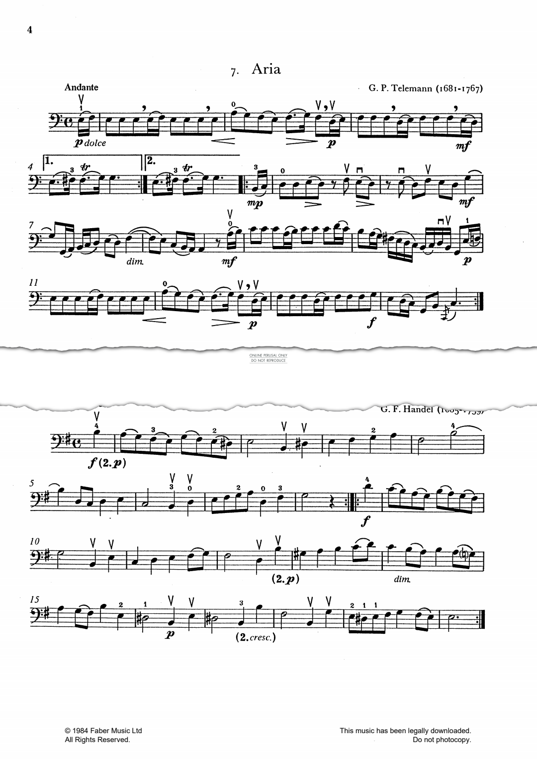 Produktgalerie: Seite 1 von 1 Bourrée Angloise, George Frideric Handel, Klavier, Violoncello