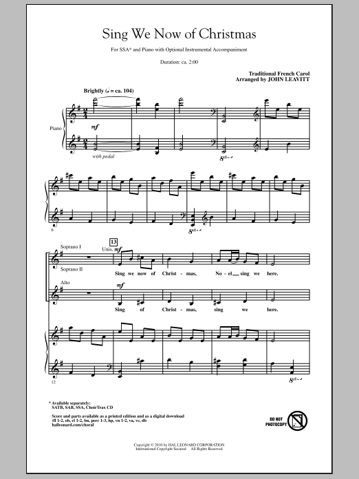 Product gallery: Page 1 of 1 Sing We Now Of Christmas, John Leavitt