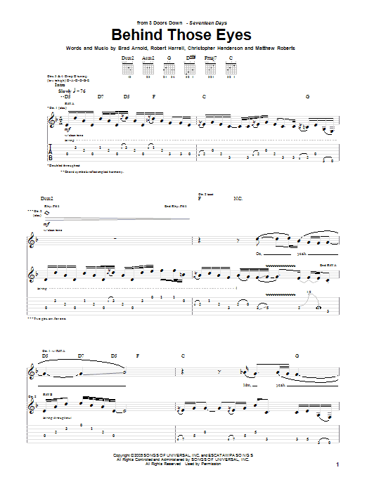 Produktgalerie: Seite 1 von 1 Behind Those Eyes, 3 Doors Down, Gitarre