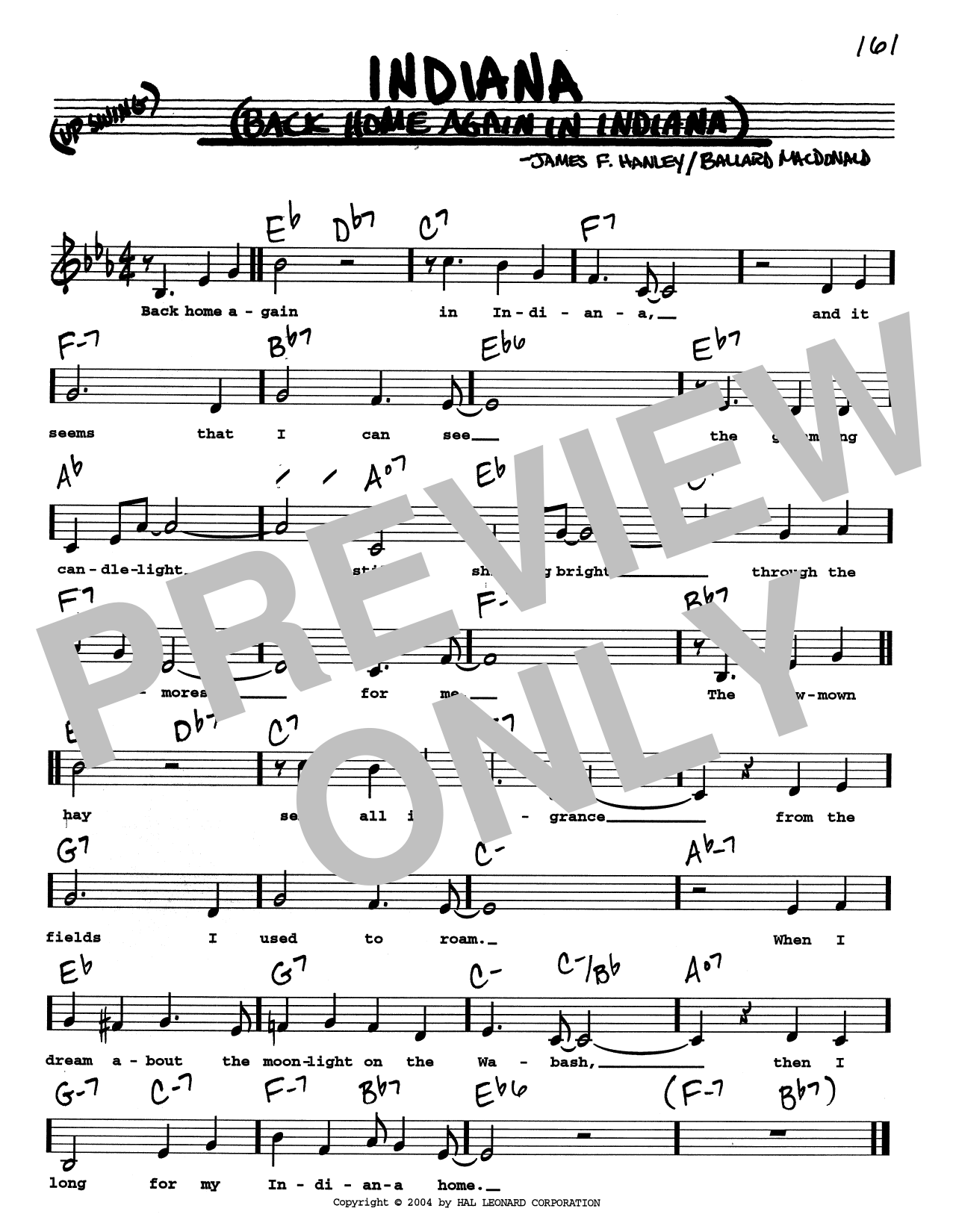 Produktbild zu: Indiana (Back Home Again In Indiana) (Low Voice)