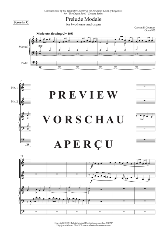 Product gallery: Page 4 of 17 Prelude Modale , , (Trio for two horns + organ)
