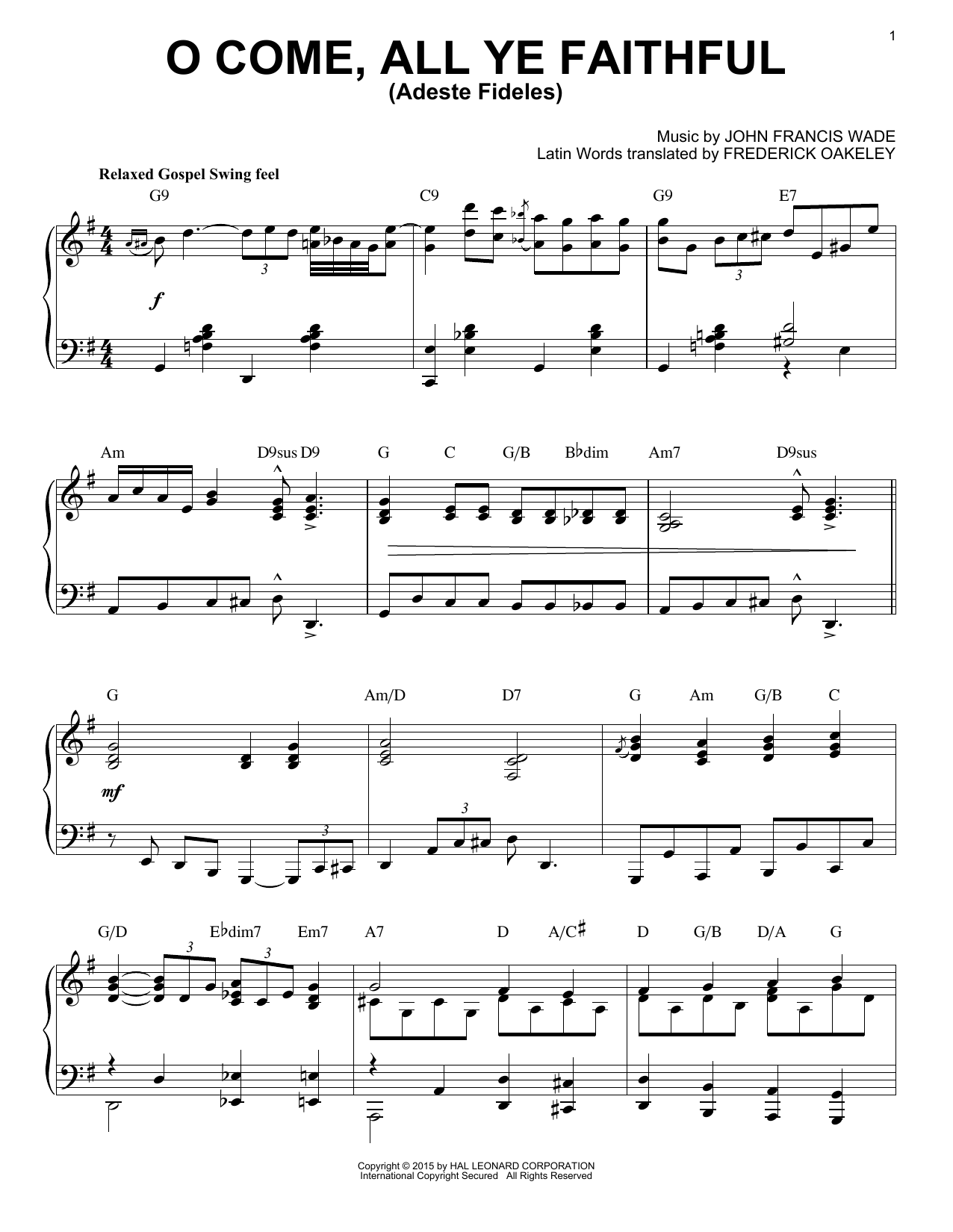 Product gallery: Page 1 of 1 O Come, All Ye Faithful (Adeste Fideles) [Jazz version] (arr. Brent Edstrom), John Francis Wade