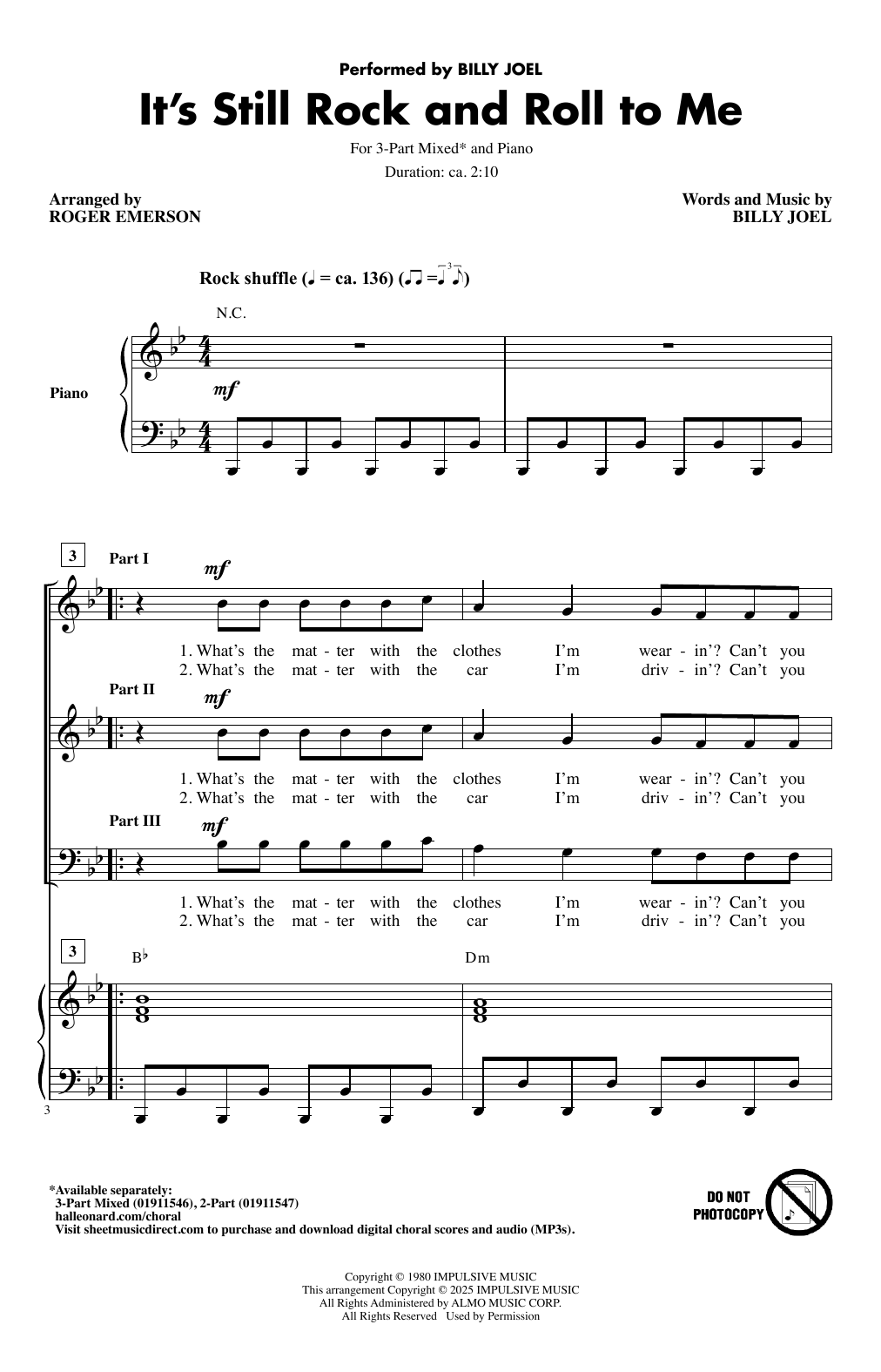 Produktgalerie: Seite 1 von 1 It's Still Rock And Roll To Me (arr. Roger Emerson), Billy Joel, Chor