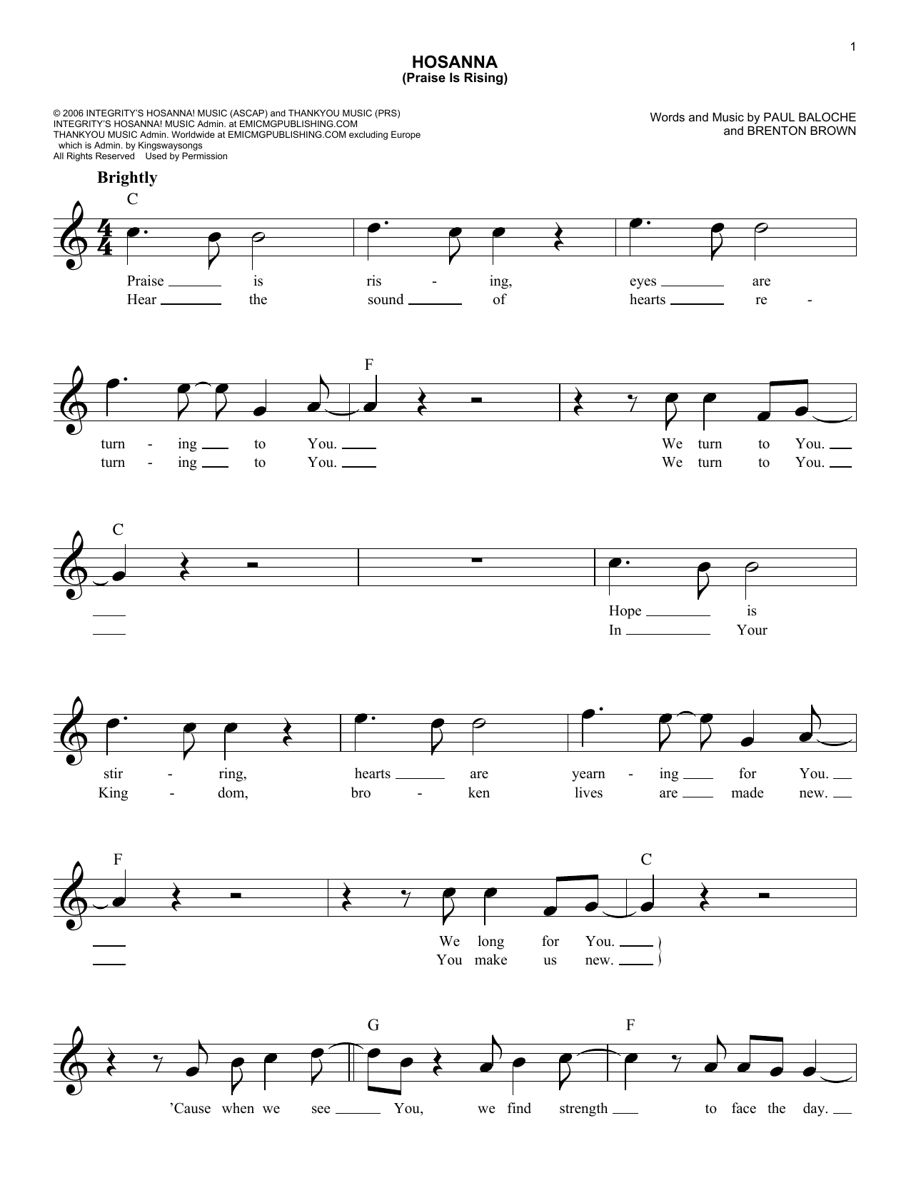 Produktgalerie: Seite 1 von 1 Hosanna (Praise Is Rising), Paul Baloche
