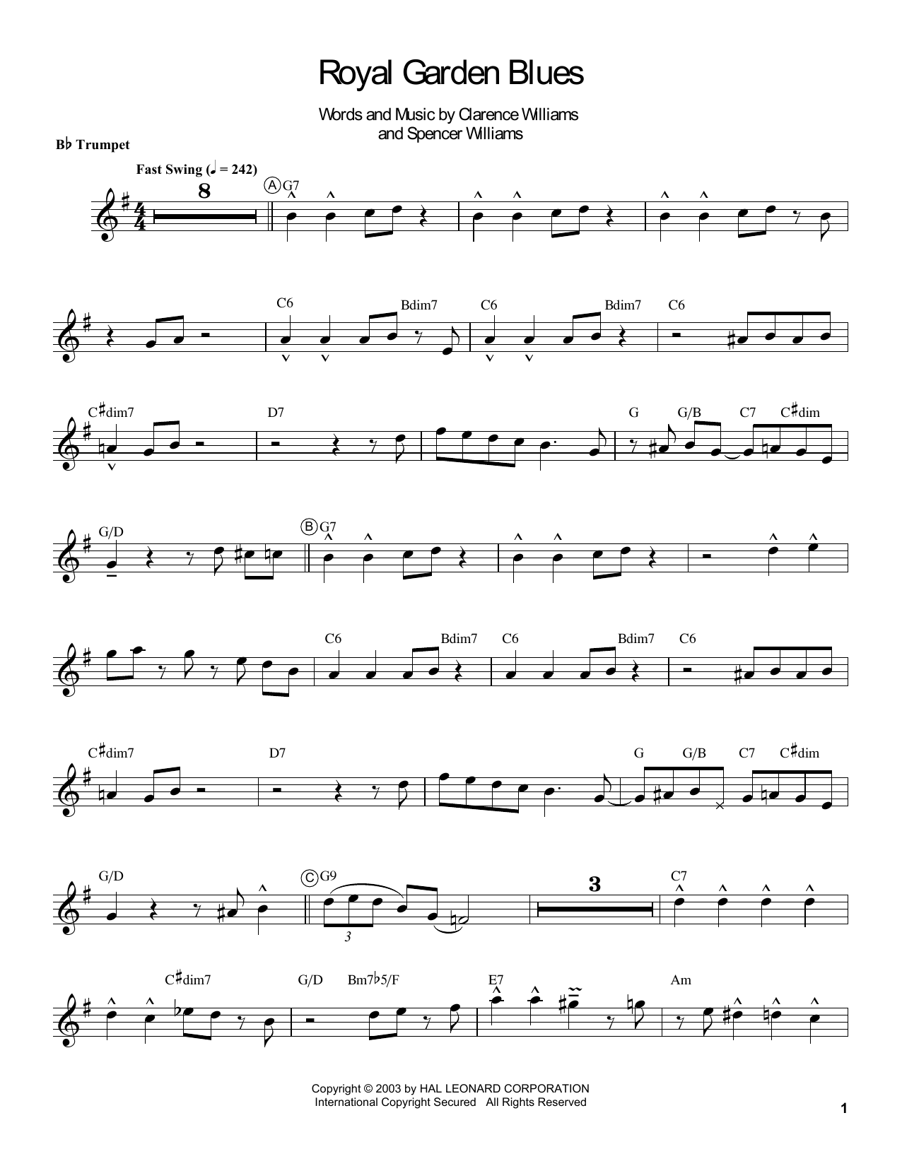 Produktgalerie: Seite 1 von 1 Royal Garden Blues, Louis Armstrong, Trompete