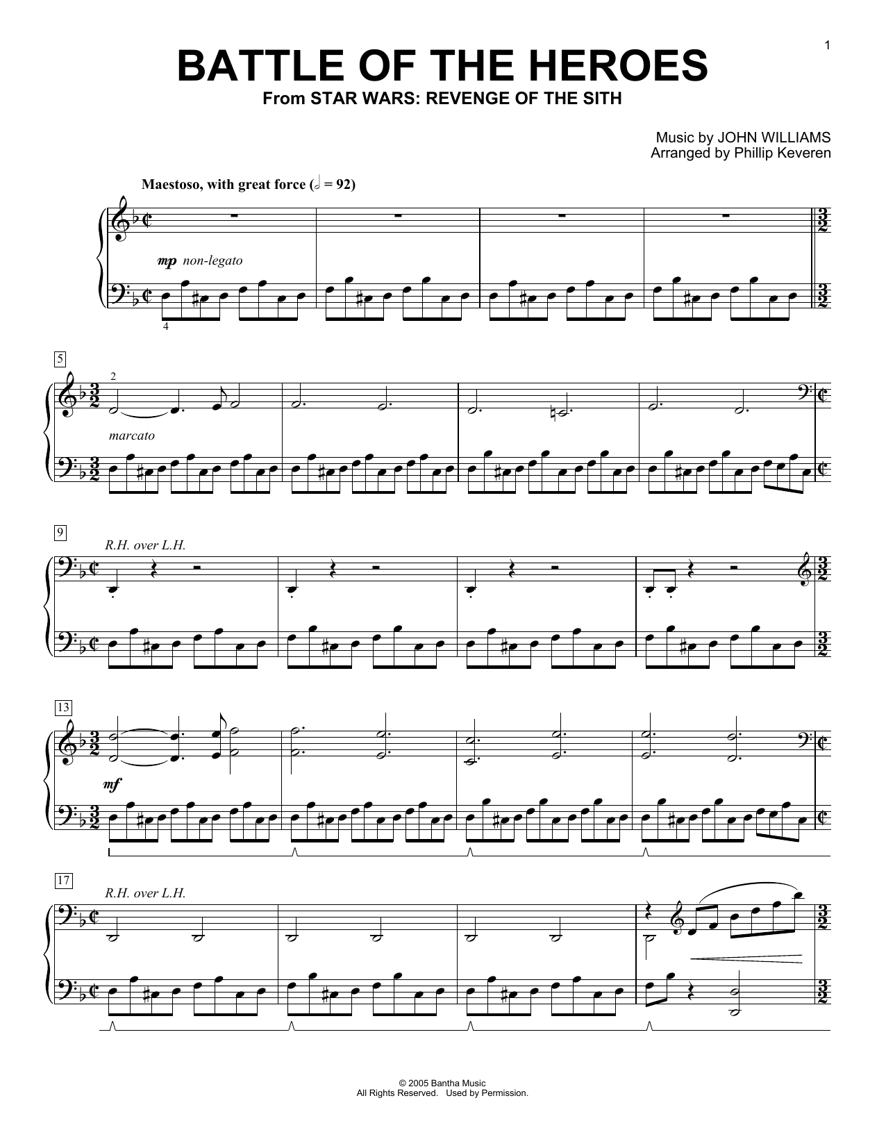Product gallery: Page 1 of 1 Battle Of The Heroes (arr. Phillip Keveren), John Williams