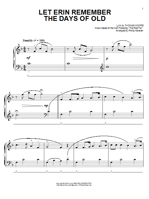 Produktbild zu: Let Erin Remember The Days Of Old (arr. Phillip Keveren)