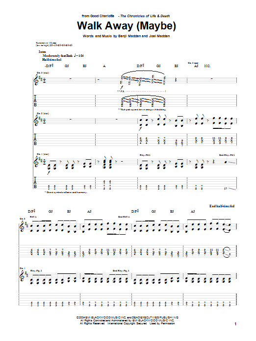 Produktgalerie: Seite 1 von 1 Walk Away (Maybe), Good Charlotte, Gitarre