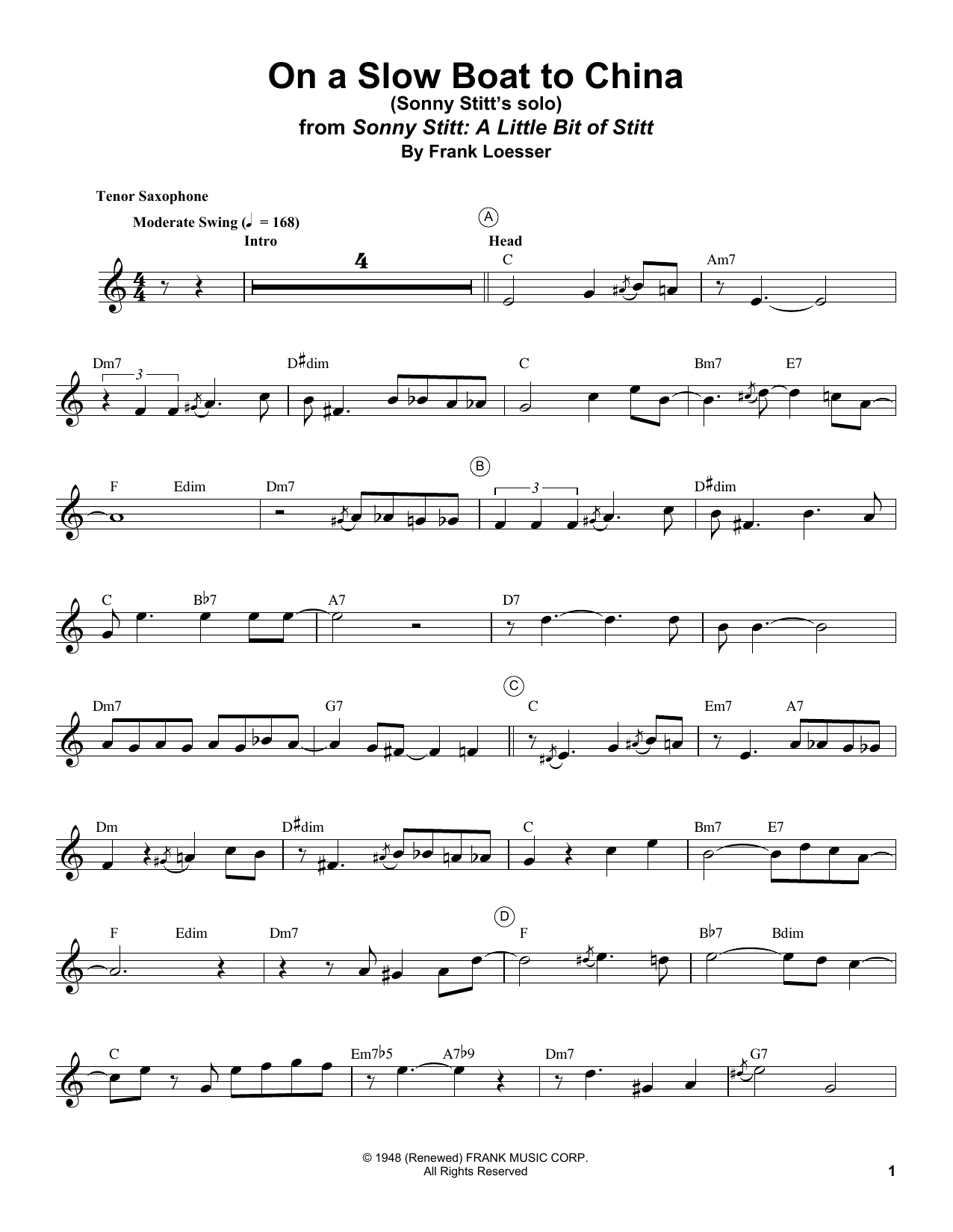 Product gallery: Page 1 of 1 On A Slow Boat To China, Sonny Stitt
