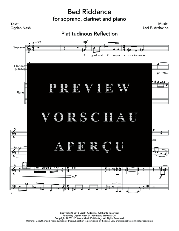 Produktgalerie: Seite 7 von 11 Bed Riddance, , (Trio Sopran, Klarinette und Klavier)