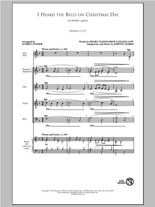 Product gallery: Page 1 of 1 I Heard The Bells On Christmas Day, Audrey Snyder
