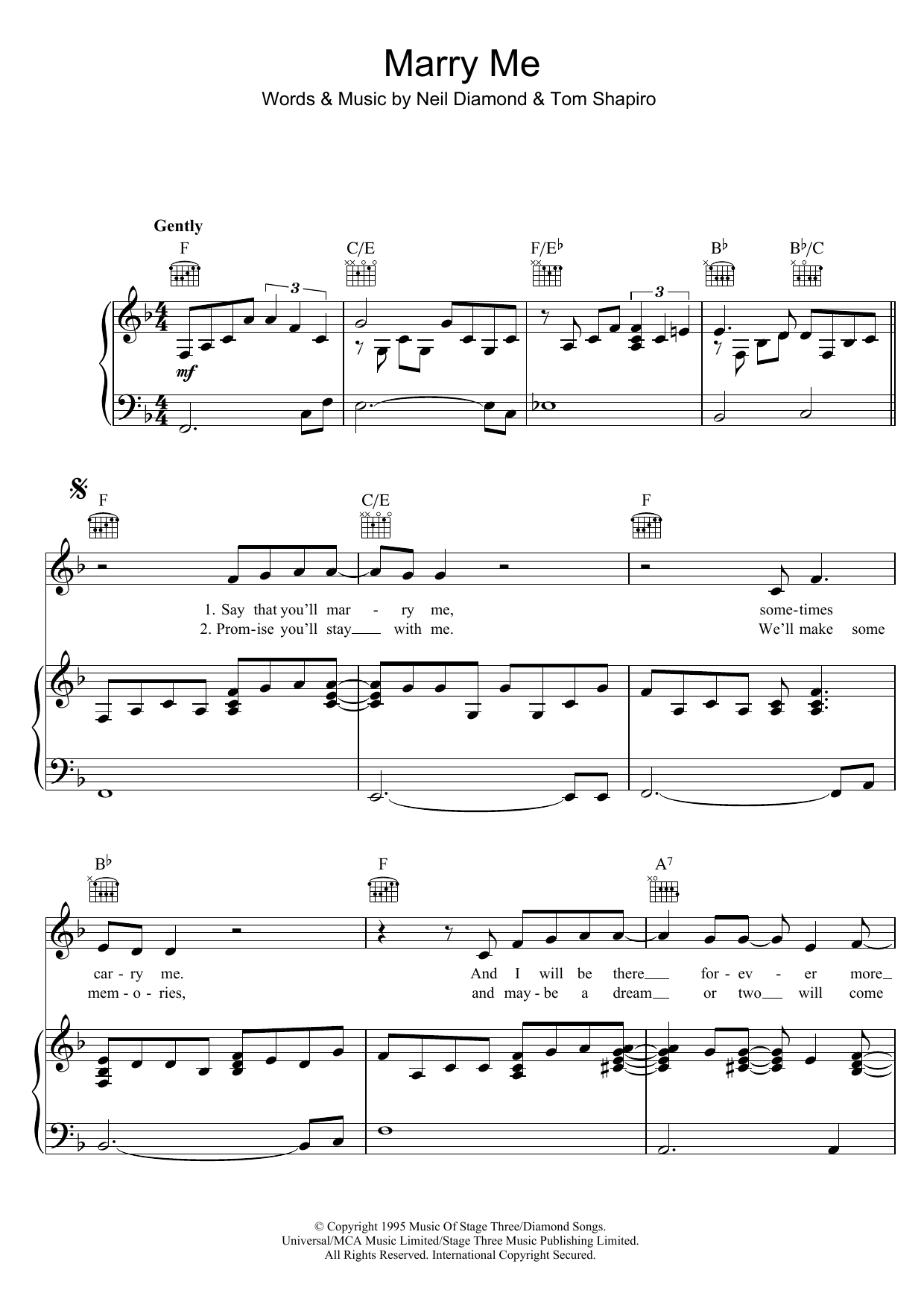 Produktgalerie: Seite 1 von 1 Marry Me, Neil Diamond, Gesang, Gitarre, Klavier