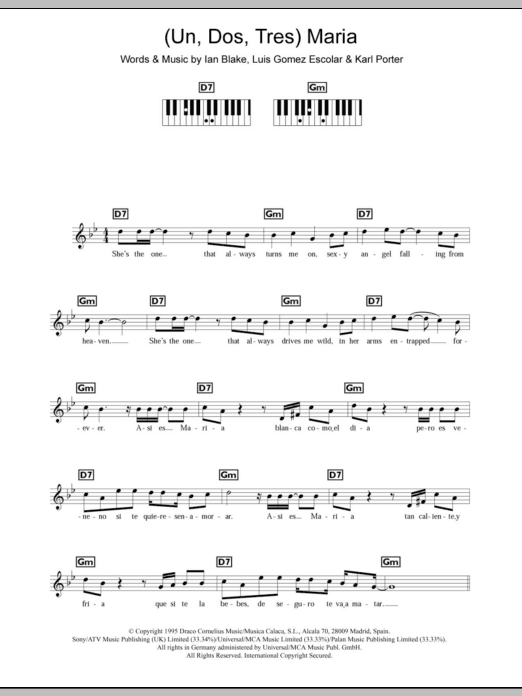 Produktgalerie: Seite 1 von 1 (Un, Dos, Tres) Maria, Ricky Martin, Klavier