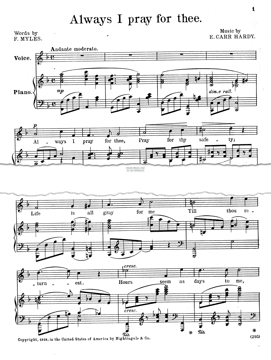 Produktgalerie: Seite 1 von 1 Always I Pray For Thee, E. Carr Hardy, Gesang, Klavier