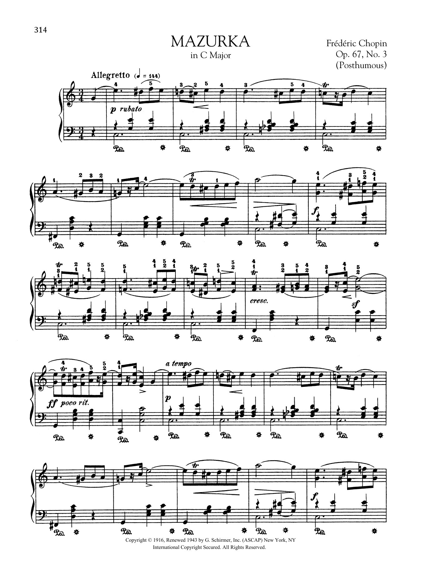Product gallery: Page 1 of 1 Mazurka in C Major, Op. 67, No. 3 (Posthumous), Frédéric Chopin