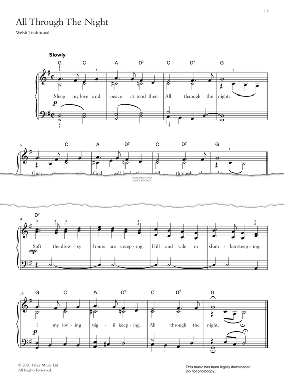 Produktgalerie: Seite 1 von 1 All Through The Night, Welsh Traditional, Gesang, Klavier