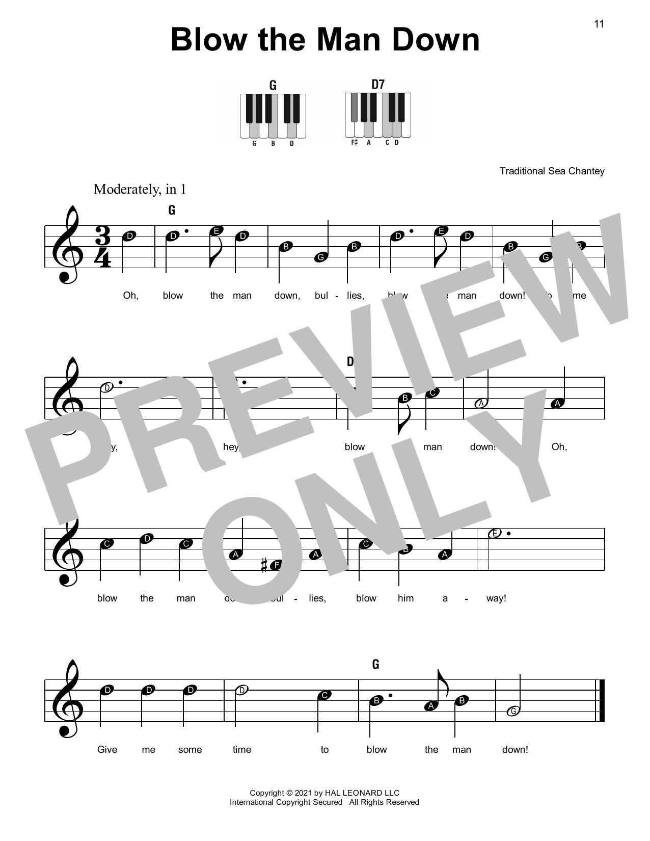 Produktgalerie: Seite 1 von 1 Blow The Man Down, Traditional Sea Chantey, Klavier