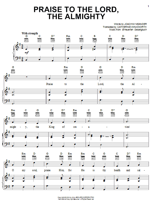 Produktbild zu: Praise To The Lord, The Almighty