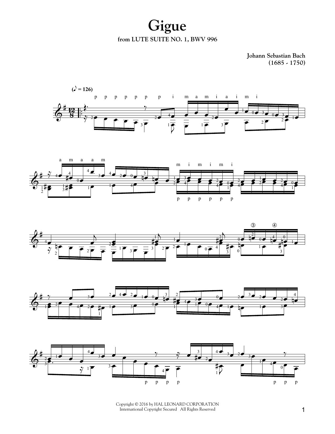 Produktgalerie: Seite 1 von 1 Suite In E Minor BWV 996, Johann Sebastian Bach, Gitarre