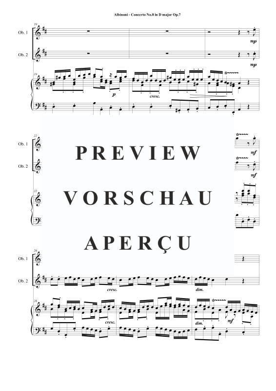 Product gallery: Page 4 of 11 Oboe Concerto No.8 in D-Dur Op.7, , 2 Oboes and Piano/Harpsichord