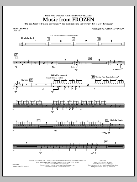 Produktbild zu:  Music from "Frozen" - Percussion 1 - Johnnie Vinson