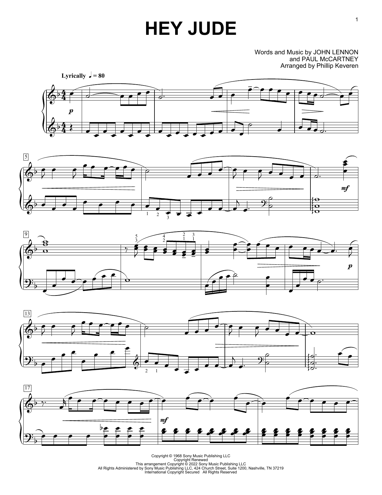 Produktbild zu: Hey Jude (arr. Phillip Keveren)