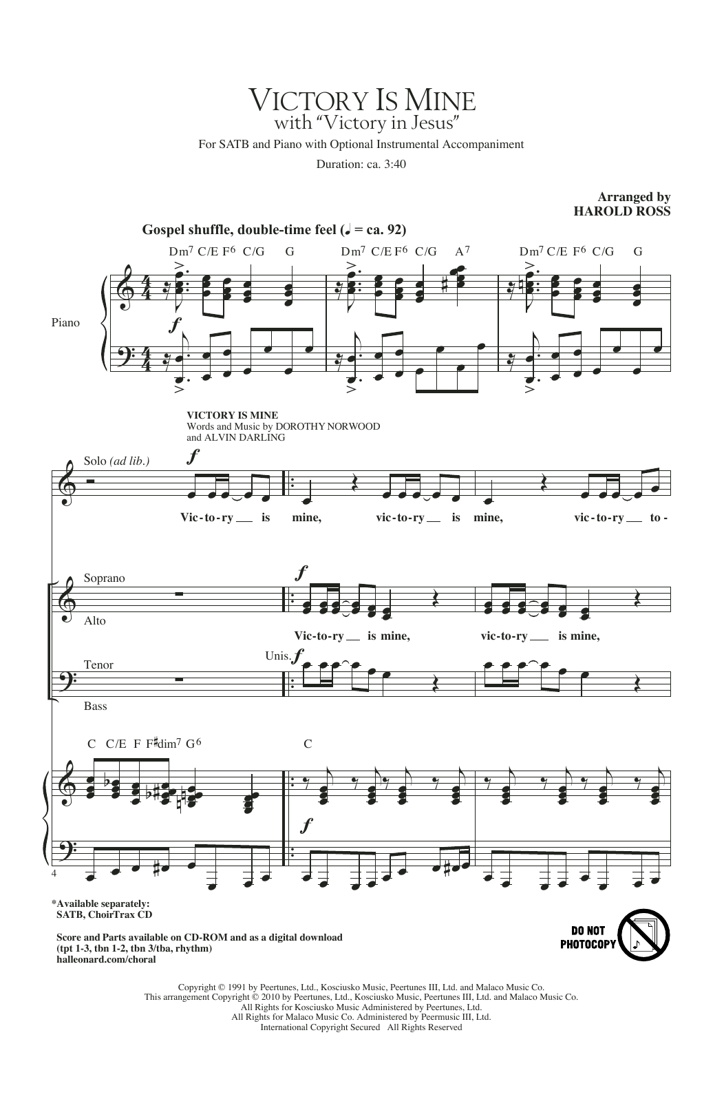 Produktgalerie: Seite 1 von 1 Victory Is Mine (with "Victory In Jesus"), Harold Ross, Chor